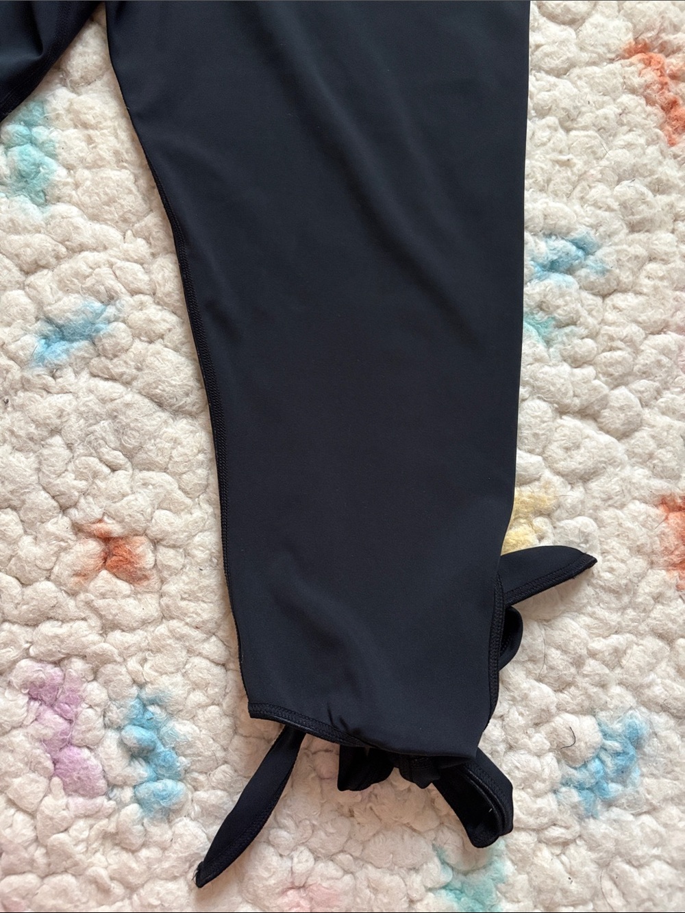 Blackmilk Black Capri Leggings with Tie Hem - Picture 7 of 8